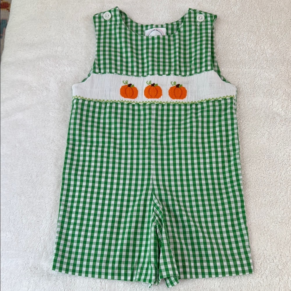 Green Gingham Pumpkin Kids Jon Jon